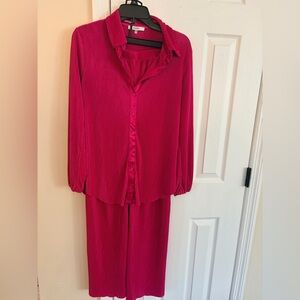 Ro & De NWT Co Ord Oversized Satin Set in Magenta